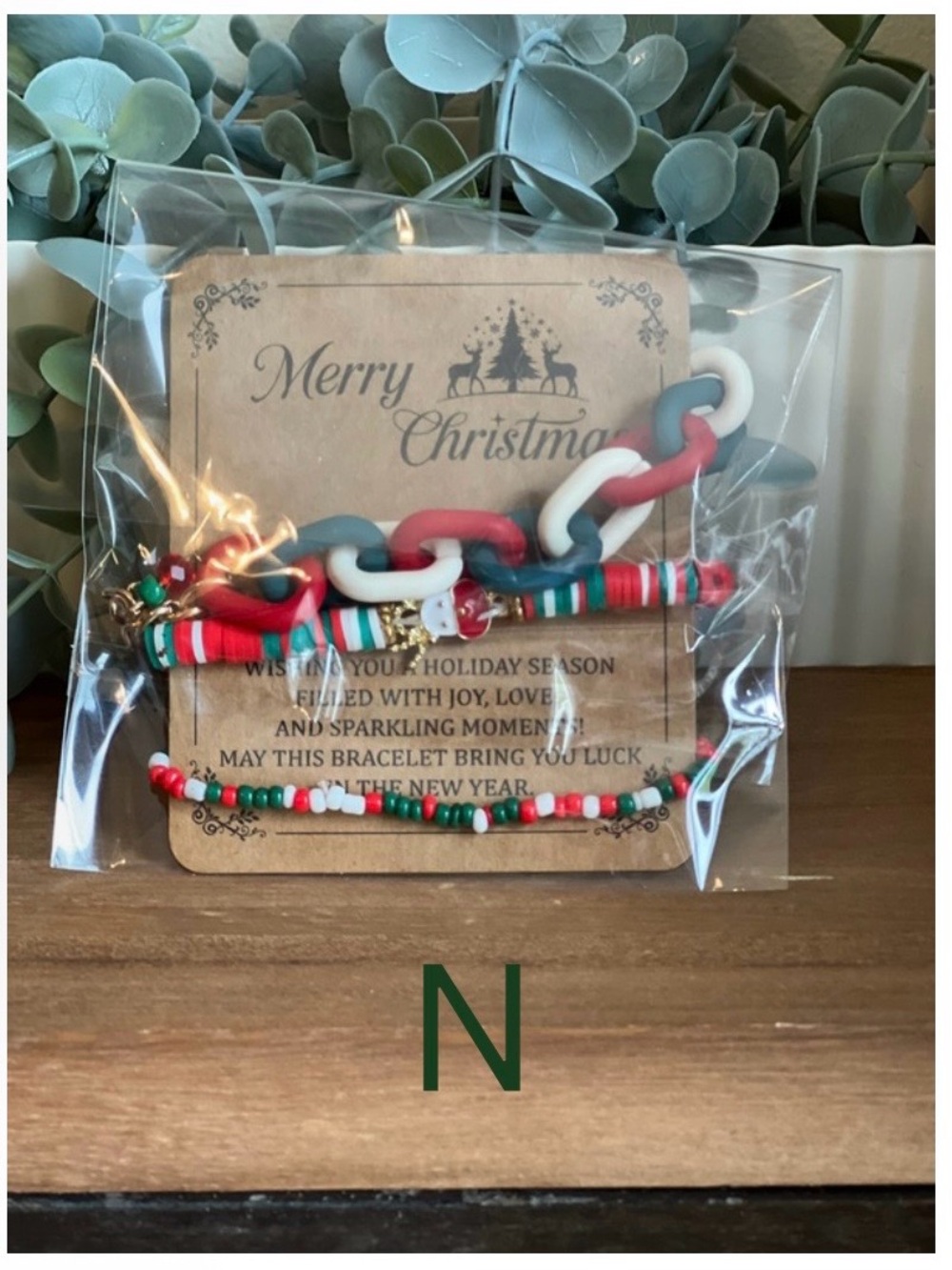 Merry Christmas Beaded Clay Bracelets, Various Designs, Choose One - Picture 11 of 16